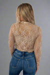 Floral Lace Long Sleeve Top - Mocha