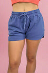 Drawstring Waist Dolphin Shorts - Dusty Indigo
