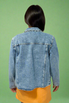 Scallop Trim Collar Denim Jacket - Sail Blue