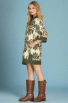 Abstract Collar Mini Dress - Olive
