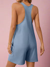 Solid Halter Neck Romper - Denim