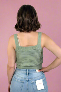 Thick Strap Square Neck Tank - Sage Green