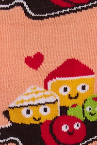 Socks with cartoon characters on a pink background