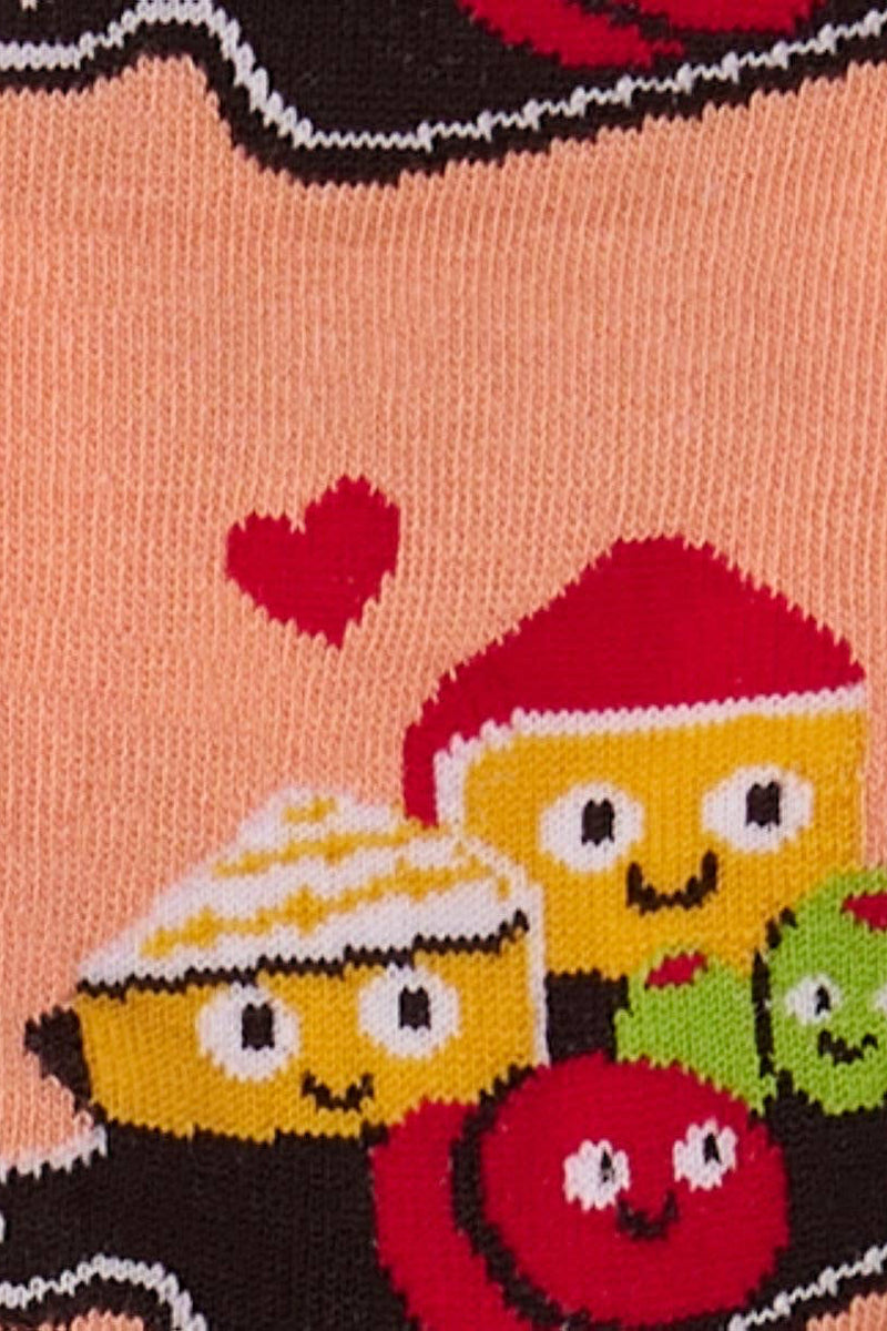 Socks with cartoon characters on a pink background