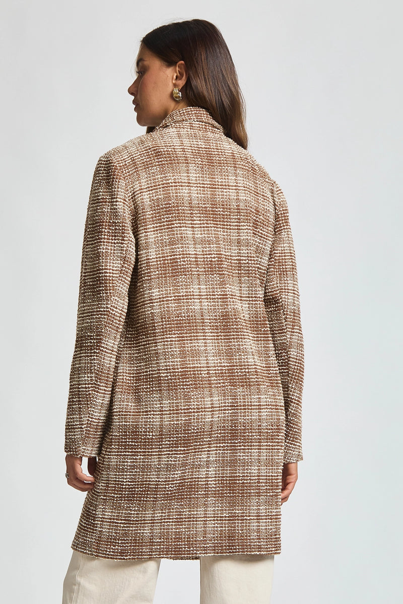 Open Front Midi Blazer - Mocha