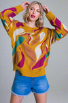 Graphic Sweater Top - Mustard