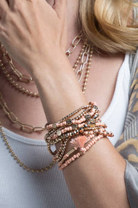 12 Layered Stretch Bracelet Set - Peach
