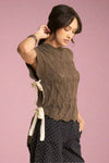 Ribbon Bow Ties Scalloped Knit Top
