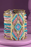 Southwestern Seed Bead Stretch Bracelet - Pink