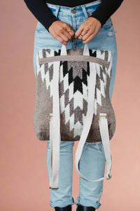 Taupe, Cream & Black Aztec Backpack