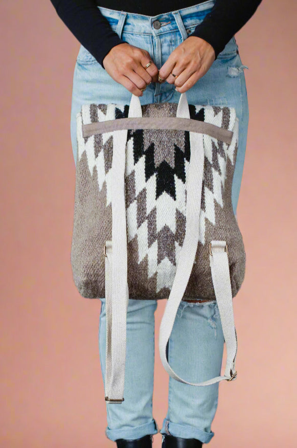Taupe, Cream & Black Aztec Backpack