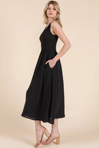 Sleeveless Midi Dress - Black