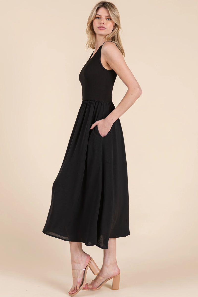 Sleeveless Midi Dress - Black