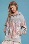 Multi Pattern Patchwork Zipper Hoodie