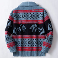 Southwestern Aztec Knit Sweater - Blue