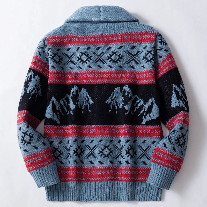 Southwestern Aztec Knit Sweater - Blue