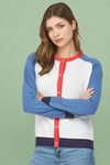 Color Block Button Cardigan - Cream