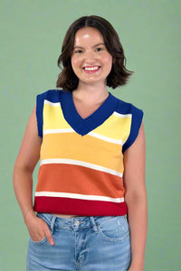 Knit Vest Retro Stripe Multicolor
