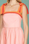 Color Block Tube Midi Dress - Pink