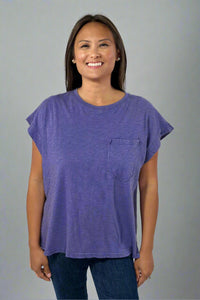 Pocket Boxy Washed Tee - Dusty Indigo