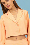 Cropped Button Down Blazer - Apricot