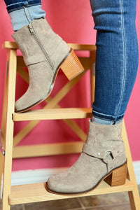 The Cameron - Grey Heeled Moto Chelsea Boot