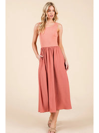 Sleeveless Midi Dress - Brick