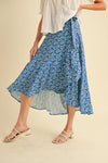 Berti Floral Wrap Skirt - Cobalt