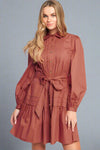 Solid Woven Mini Dress - Mauve