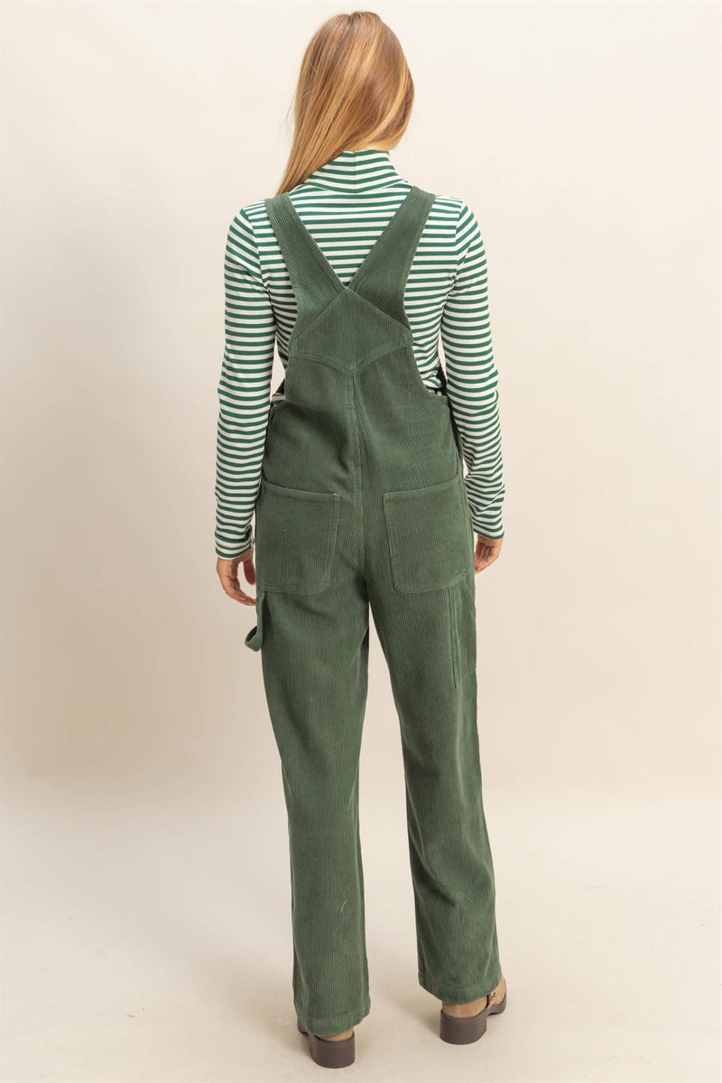 Mineral Washed Corduroy Overall - Olive