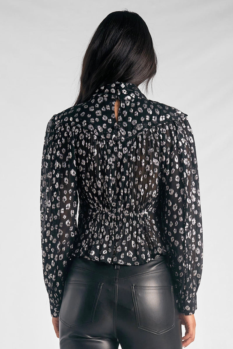 Cut Out Peplum Top - Silver