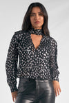 Cut Out Peplum Top - Silver