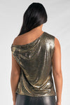 Off Shoulder Shimmer Top - Gold