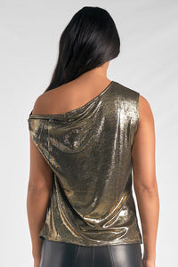 Off Shoulder Shimmer Top - Gold