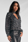 Cut Out Peplum Top - Silver