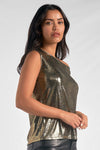Off Shoulder Shimmer Top - Gold