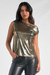 Off Shoulder Shimmer Top - Gold