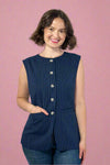 Striped Woven Vest - Navy