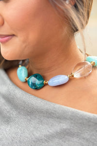 Natural Stone Bead Necklace Teal
