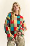 Multi Color Blocked Pullover Sweater Top