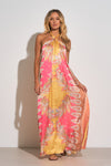 Silky Halter Maxi Dress - Pink Bali