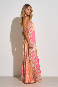 Silky Halter Maxi Dress - Pink Bali