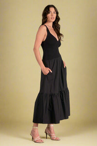 Tiered Sweater Tank Dress - Black