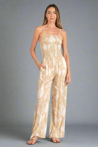 Rio Spaghetti Strap Jumpsuit Taupe