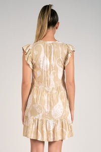Rio V-Neck Tiered Dress Taupe