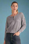 Open Knit Zip Up - Grey