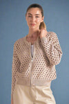 Open Knit Zip Up - Sand