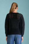 Open Knit Zip Up - Black