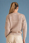 Open Knit Zip Up - Sand