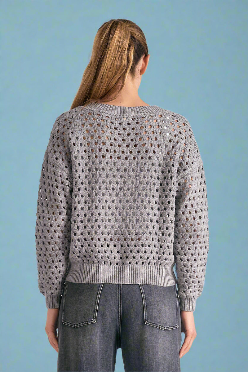 Open Knit Zip Up - Grey